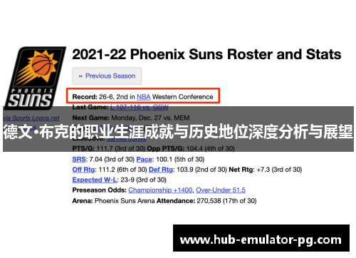 德文·布克的职业生涯成就与历史地位深度分析与展望